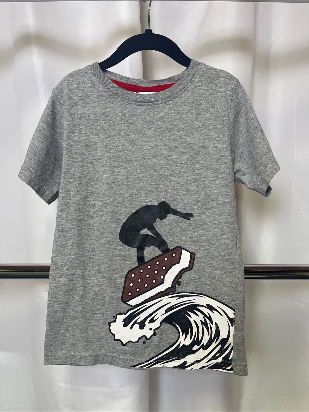 Mish boys Grey Surf and ice cream Graphic Short Sleeve Tee size 5